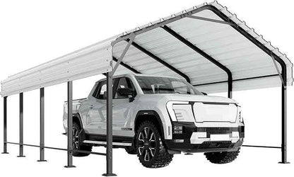 Shintenchi 12x20 FT Metal Carport, Oversized Carport Garage with Enhanced Base, Outdoor Galvanized Car Shelter, Heavy Duty Carports Canopy, for Car, Boats and Tractors, White