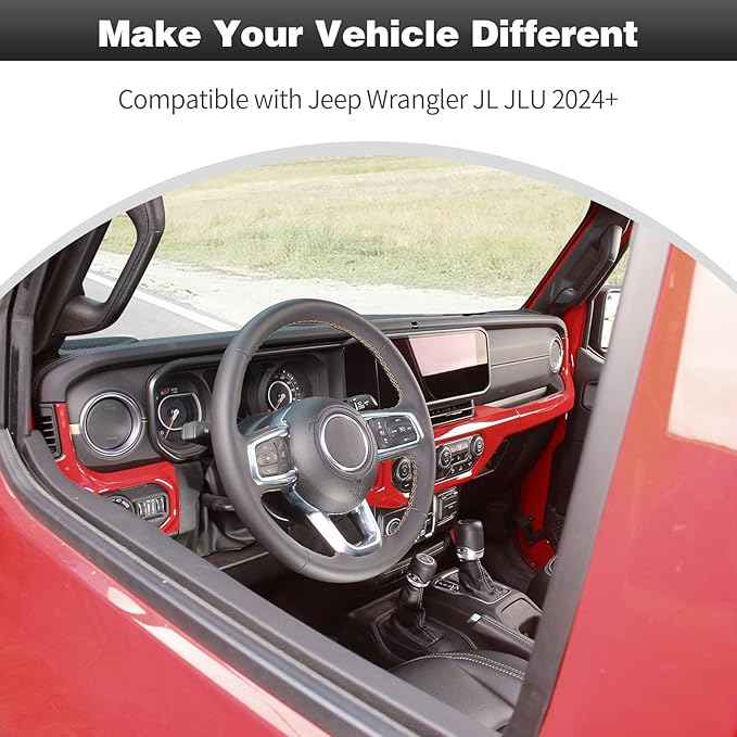 CheroCar for JL Center Console Headlight Air Conditioning Control Panel & Co-Pilot Handle Panel Interior Accessories fit for Jeep Wrangler JL JLU 2024 20205 2026,Red