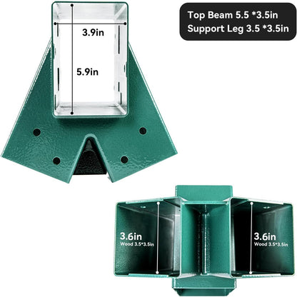 Heavy Duty Swing Sets Brackets Including 2 Green A-Frame Swing Set Brackets and 4 Swing Hangers for Playground Equipment Mounting Parts Hardware Included (Light Green)
