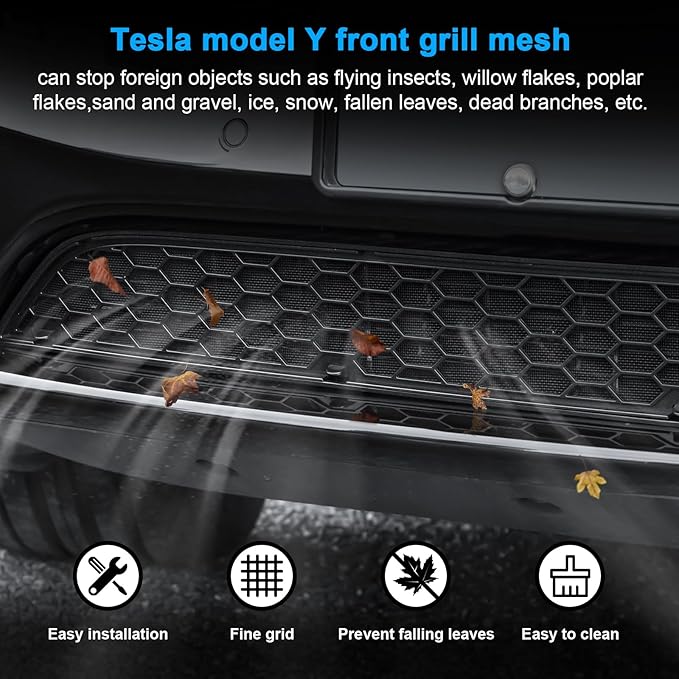 Grille Mesh Inserts for Tesla Model Y 2021-2025 Front Air Inlet Vent Grille Cover Replacement for Tesla Model Y Accessories (Detachable Version 3.0)