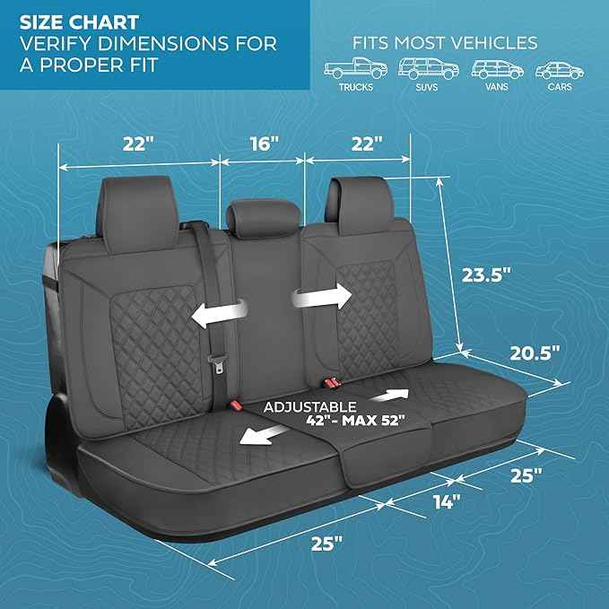 Elite Edition Napa Leather Seat Covers Full Set – Gray Car Seat Covers Front Seats and Back Car Seat Protector, Waterproof and Universal Fit for Most Small to Medium Autos, Trucks & SUVs