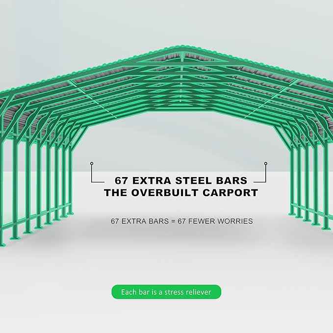 20x40 FT Heavy-Duty Metal Carport, Outdoor Galvanized Steel Shelter for Pickup Trucks, Motorcycles, Boats, Cars & Tractors
