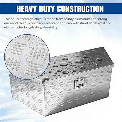 YESHMA 39" x 12" x 16.5" Trailer Tongue Tool Box Heavy Duty Aluminum with Latch and Keys Trailer Toolbox Organizer Truck Underbody Box Compatible with Pick Up Truck Bed RV Trailer ATV Silver