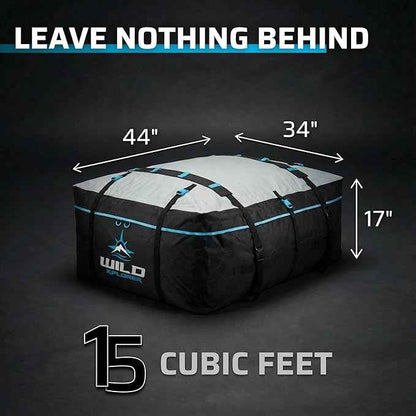 Rooftop Cargo Carrier - 15 Cubic Feet (L), Waterproof Soft Shell Car Roof Cargo Carrier, Heavy Duty Car Top Luggage Cargo Bag with Patented Door Hooks and Non-Slip Mat