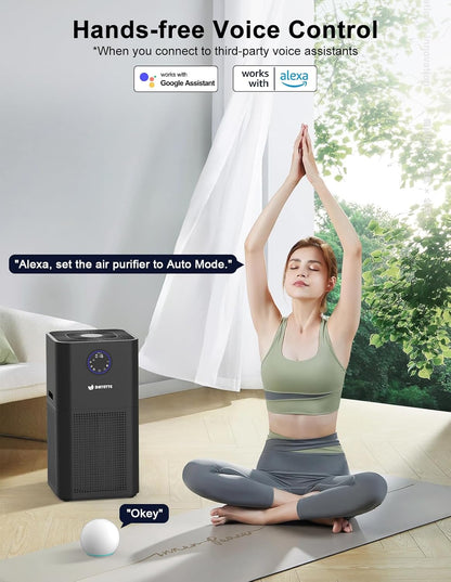 4000ft² Air Purifiers for Home Large Room, Smart WIFI Air Purifiers APP & Alexa Control Air Cleaner, H13 Ture HEPA Filter for Pet Dander Smoke Dust, 22dB Sleep Mode for Bedroom (AP404 WIFI）