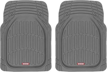 Motor Trend 2 Piece Front Car Floor Mats- Gray FlexTough Contour Liners-Deep Dish Heavy Duty Rubber Floor Mats for Car SUV Truck & Van-All Weather Protection, Universal Trim to Fit