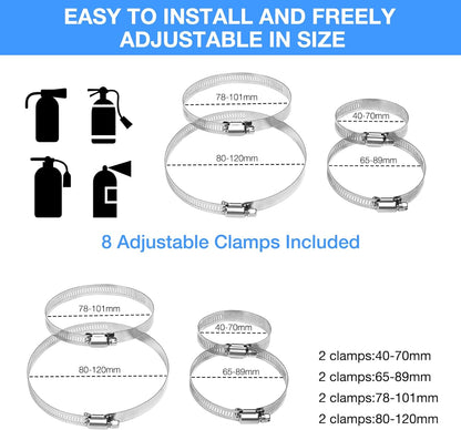 Vehicle Fire Extinguisher Mount Bracket, Aluminum Adjustable Quick Release Roll Bar Fire Extinguisher Bottle Mount with 8 Clamps, Compatible with Jeep Wrangler JK TJ Rubicon UTV, Gray