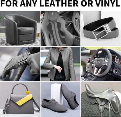 Leather Recoloring Balm,8.5oz Leather Color Restorer,Dark Gray Leather Repair kit for Furniture and Car Interior,Leather Couch Scratch Repair,Leather Dye Paint for Faded,Cracked and Damaged Leather