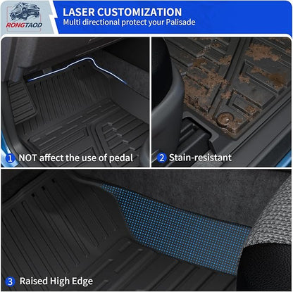 Rongtaod Floor Mats Compatible with 2013-2024 Toyota 4Runner 5 Seats Trunk Mat Cargo Mat Cargo Liner Back Seat Cover Protector 2023 4 Runner Accessories (Set of 8 Mats,Fit Without Sliding Tray)