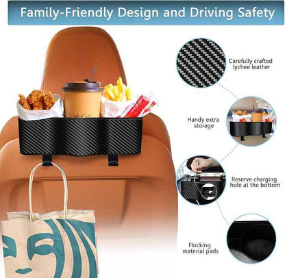 Headrest Backseat Organizer With Cup Holders, Perfect for Eating in Car, Kids' Seat Back Organizer, Food Table, Sauce Holder, Travel Accessories (2 Pack)