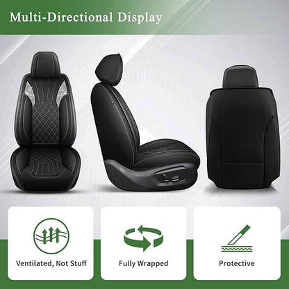 Bling Diamond Embroidered Seat Covers for Lexus GS 200t/350/450h 2007-2025 2026, Full Set 5 Seats, Sparkle Rhinestone Breathable Perforated Faux Leather Car Seat Covers for Women (Black)