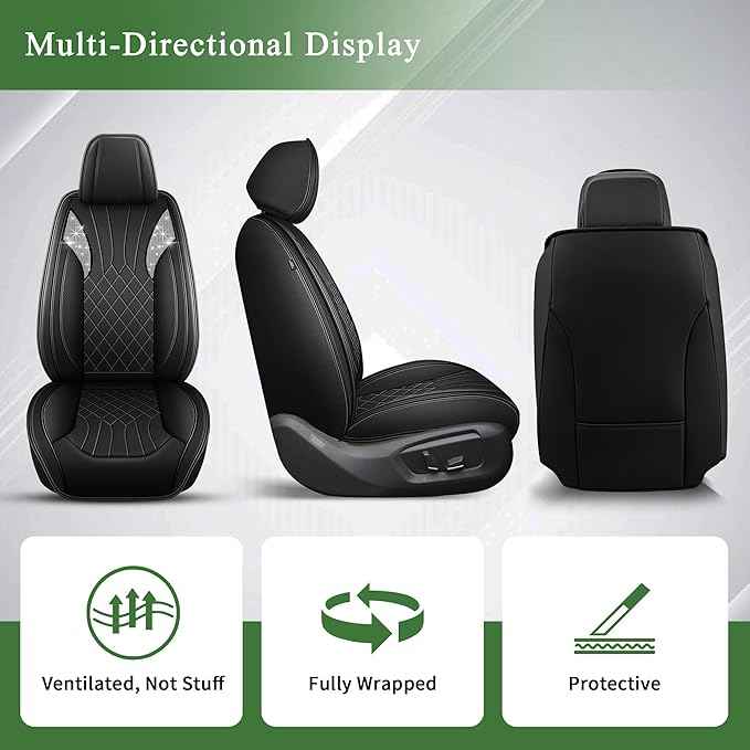 Bling Diamond Embroidered Seat Covers for Chevrolet Chevy Colorado 2015-2025 2026, Full Set 5 Seats, Sparkle Rhinestone Breathable Perforated Faux Leather Car Seat Covers for Women (Black)