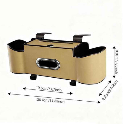 Car Backseat Organizer for Kids & Travelers - 4 in 1 Multifunctional Car Seat Back Storage with Cup Holder, Tissue Box, Snack/Handbag Holder - Nappa Leather Universal Fit for SUV/Van/Sedan (Beige)
