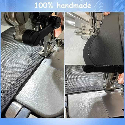 Leather Car Backseat Organizer with Tablet Holder - 9 Large Storage Pockets, Foldable Food Tray & Anti-Scratch Kick Mats - Universal Car Seat Protector for Kids, Pets & Travel Accessories 1 Pack