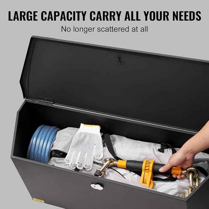 VEVOR Trailer Tongue Box, Heavy Duty Trailer Tongue Tool Box Storage Organizer with Lock & Keys, Utility Tool Chest for Pickup Truck Bed, RV, SUV, Off-Road Vehicle, Steel, 36" x 12" x 12"