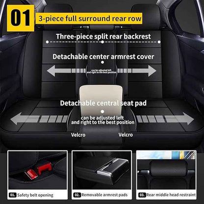 YORKNEIC Car Seat Covers Full Set fit for Jeep Cherokee 2014-2023, Waterproof Faux Leather Seat Covers Breathable Easy Install Full Protection Minimalist Luxury (Full Set, Black)