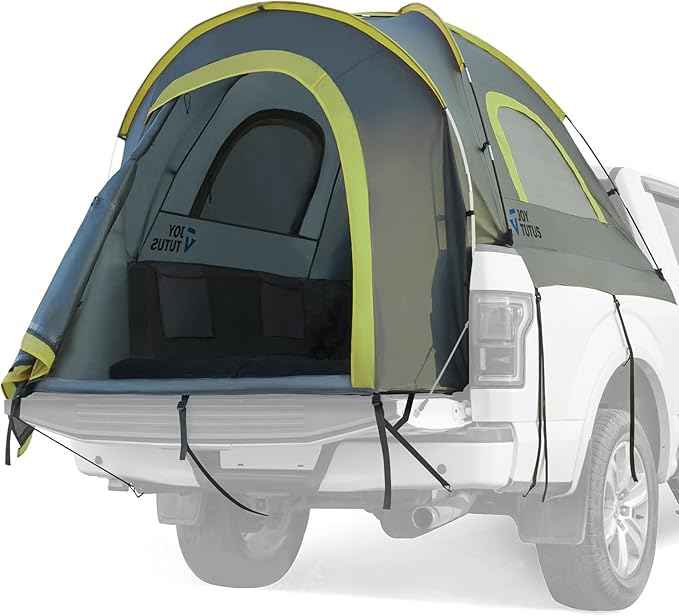 JOYTUTUS Pickup Truck Tent 6.5ft 2.0, Waterproof PU2000mm Double Layer for 2 Person, Portable Truck Bed Tent with Rainfly - Green