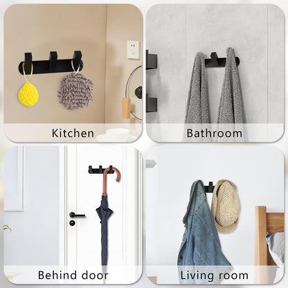 NINETREX Coat Rack Wall Mounted, Black Metal Coat Rack with 3 Coat Hooks Heavy Duty Coat Hanger Hooks Bag Hat Towel Rack for Entryway, Bathroom, Bedroom, Kitchen, and Hallway(Black,Square)