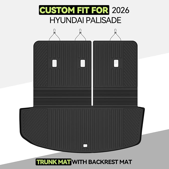 Cargo Mat for 2026 Hyundai Palisade, All Weather TPE Cargo Liner with Backrest Mats Protectors for Hyundai Palisade Trunk Mat Accessories