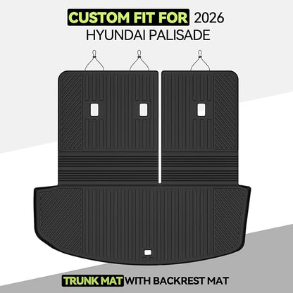Cargo Mat for 2026 Hyundai Palisade, All Weather TPE Cargo Liner with Backrest Mats Protectors for Hyundai Palisade Trunk Mat Accessories