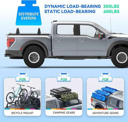 Truck Bed Adjustable Cross Bars for T-Slot Retract Cover, Wide Width Adjustment for All Pickup Trucks, 95032B