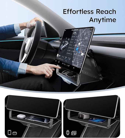 Wigoo Under Screen Organizer for Model Y 2019~2026, Including Model Y Juniper 2025~2026 (Standard, Premium & Performance), Concealed Center Console Organizer Tray, Quick & Stable Installation