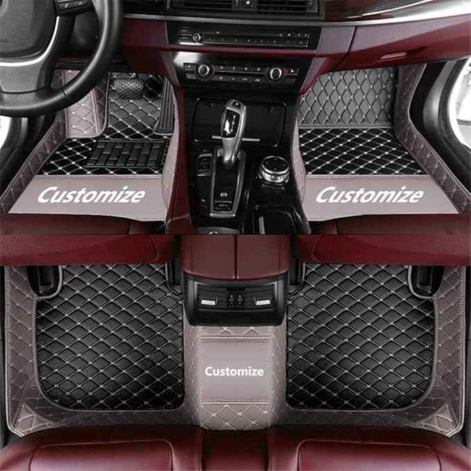 Custom Automotive Floor Mats Anbuwei Car Floor Mats Leather Anti-Slip Full Coverage Protection for 96% 2000-2026 SUV Sedan Vehicles (Black w Gray Side,A Total of Three Rows)