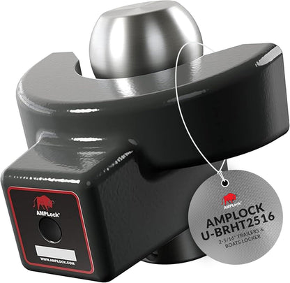 AMPLock - U-BRHT2516 2-5/16" Trailer Ball Hitch Lock - Titan Weld-on Design for Boat, RV, and RVs & Travel Trailer Hitch Coupler Locks, Patented 2-Parts Anti-Theft Lock with Push & Locking System