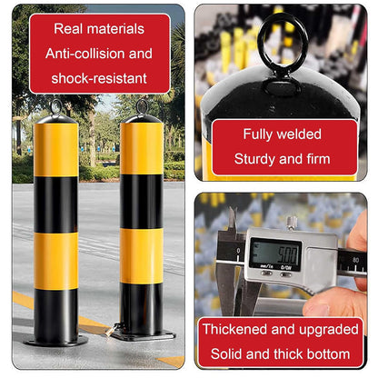 Steel Safety Bollard Post, with Lock Bollard Post Removable Security Posts, Parking Bollards, Parking Barriers Concrete, Powder Coat, for Parking Lot, Driveway and Sidewalk(Black (3pcs),75cm/29.5in)