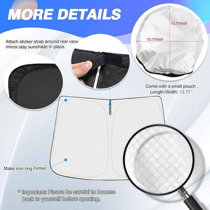 Windshield Sun Shade for 2019-2025 2026 Chevy Silverado 1500/GMC Sierra 1500 Accessories Thicken 6-Layer Foldable Front Window Sunshade Sun Visor Cover Protector Block UV Rays
