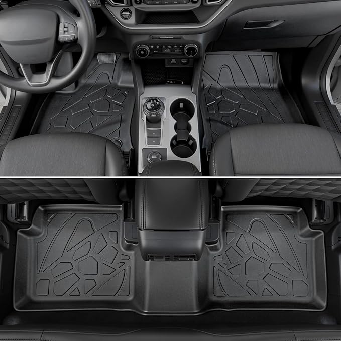 Floor Mats for Ford Bronco Sport 2021-2026, All Weather Floor Mats Trunk Cargo Liner with Backrest Protectors and Door Sill Guards Accessories, Full Coverage Set (Fit Compact Spare Tire)