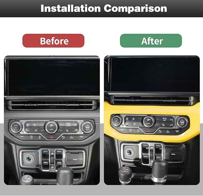 CheroCar for JL Center Console Headlight Air Conditioning Control Panel & Co-Pilot Handle Panel Interior Accessories fit for Jeep Wrangler JL JLU 2024+,Yellow