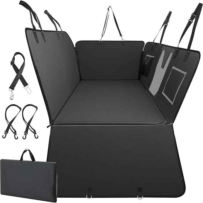 PU Leather Dog Car Seat Cover for Back Seat – Back Seat Extender for Dogs with Hard Bottom Holds 400 lbs. 100% Waterproof, Scratch-Proof and Anti-Slip Dog Hammock for Car, SUV, Truck