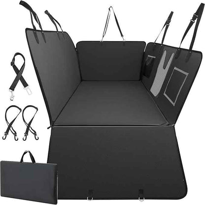 PU Leather Dog Car Seat Cover for Back Seat – Back Seat Extender for Dogs with Hard Bottom Holds 400 lbs. 100% Waterproof, Scratch-Proof and Anti-Slip Dog Hammock for Car, SUV, Truck