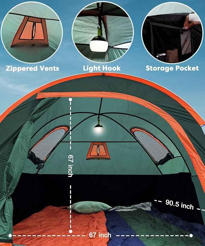 LIBERRWAY Truck Bed Tent for 2 Person, 5.5-5.8 FT Pickup Truck Tent with Waterproof Rainfly Oxford for Camping Travel Outdoor Chevy Silverado 1500 Dodge Ram 1500 Ford F-150 GMC