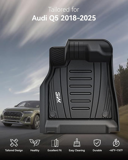 3W Floor Mats & Cargo Liner Custom Fit for Audi Q5/SQ5 2018-2024 2025 (Include Sportback 2021-2025) TPE All Weather Heavy Duty Floor Liner 1st and 2nd Row Full Set Car Trunk Mats