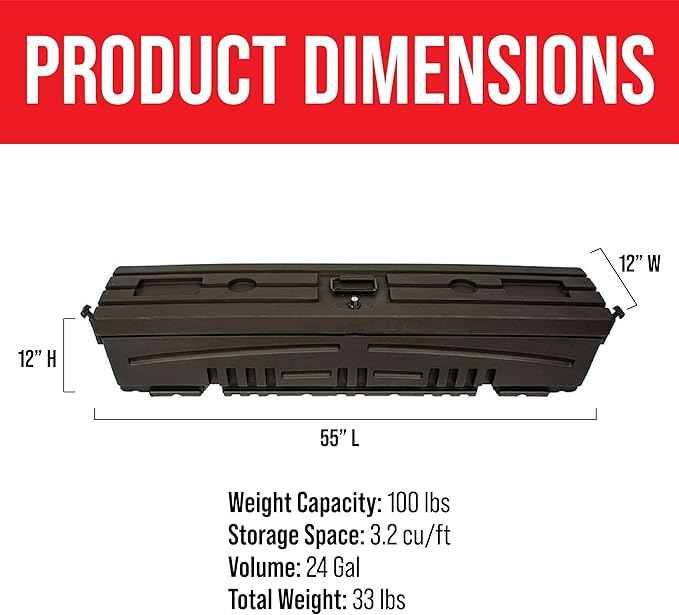 DU-HA DuHa 70801 Side Toolbox and Gear Storage Humpstor | Lockable Lid fits Under Most Tonneau Covers | Black Heavy-Duty Truck Bed Multifunctional Organizer | Enhanced Security | Proudly Made in USA