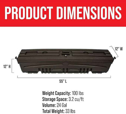 DU-HA DuHa 70801 Side Toolbox and Gear Storage Humpstor | Lockable Lid fits Under Most Tonneau Covers | Black Heavy-Duty Truck Bed Multifunctional Organizer | Enhanced Security | Proudly Made in USA