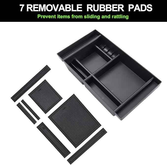 PIMCAR Center Console Organizer for 2019-2022 Chevy Silverado 1500/GMC Sierra 1500 & 2020-2023 Silverado/Sierra 2500HD/3500HD | Full Console Bucket Seats Only | Black Interior Trim Accessory