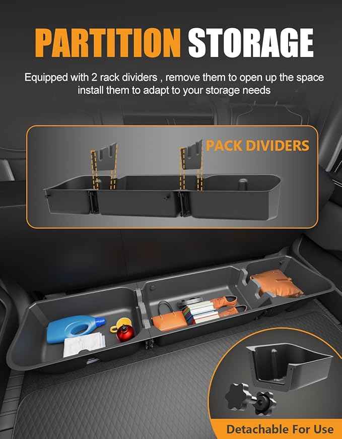 KINGGERI Under Seat Storage Boxes Compatible with 2015-2026 Ford F-150 F150 SuperCrew Cab, 2017-2026 Ford F-250 F-350 F-450 F-550 Super Duty, Upgraded Rear Under Back Seat Cargo Tool Box Organizer