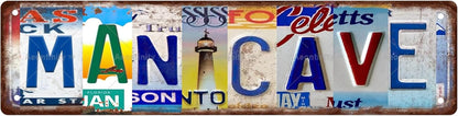 MAN CAVE Vintage Metal Tin Street Sign Bar Cafe Garage Cave Home Room Wall Bathroom Farmhouse Garden Porch Patio Decor, 16 x 4 Inch