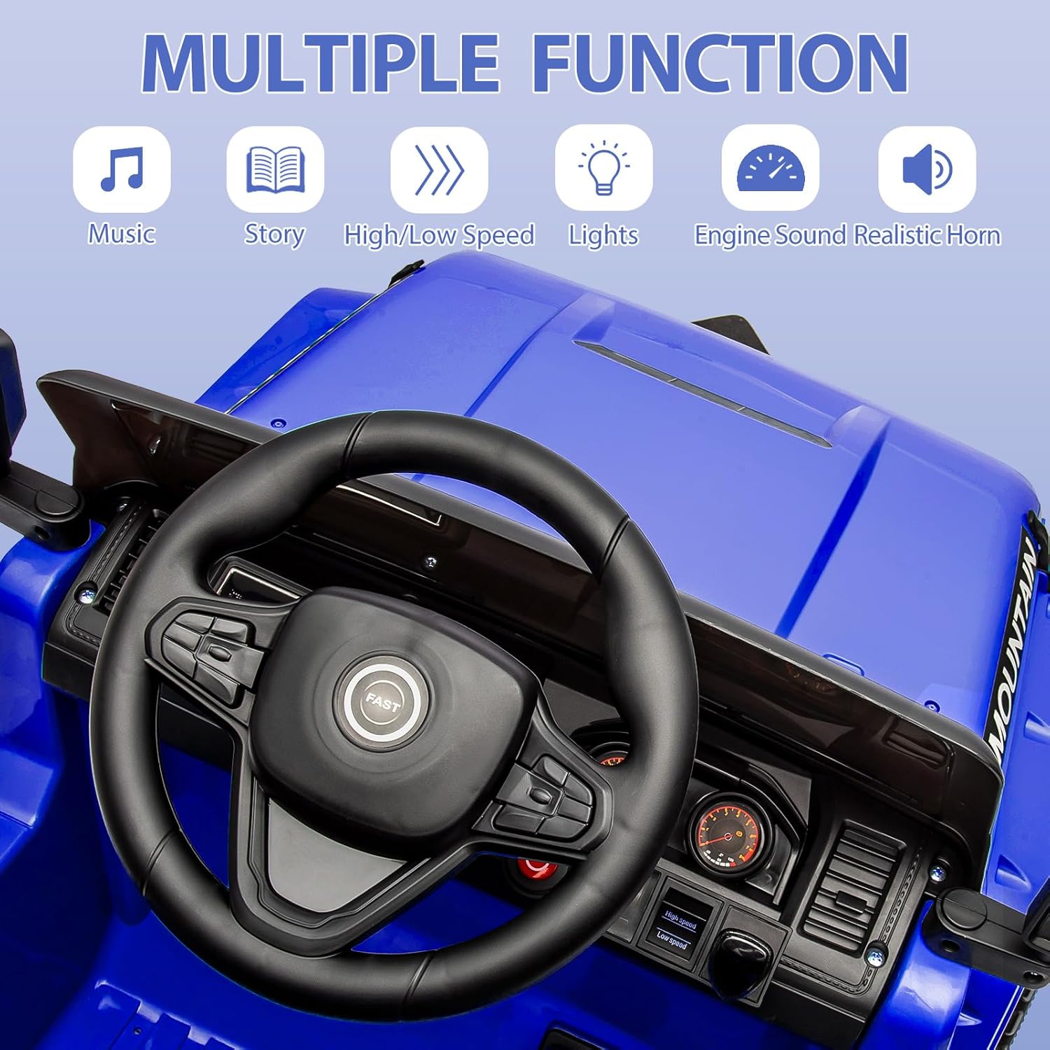 12V Kids Ride On Truck Car, Battery Powered Electric Vehicles with Remote Control, Spring Suspensions, 3 Speeds, LED Lights, Music, MP3, Ride On Toy Car for Children Toddles Boys Girls, Dark Blue - AutoBay