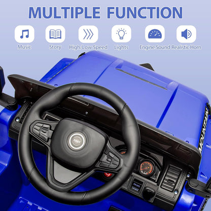 12V Kids Ride On Truck Car, Battery Powered Electric Vehicles with Remote Control, Spring Suspensions, 3 Speeds, LED Lights, Music, MP3, Ride On Toy Car for Children Toddles Boys Girls, Dark Blue - AutoBay