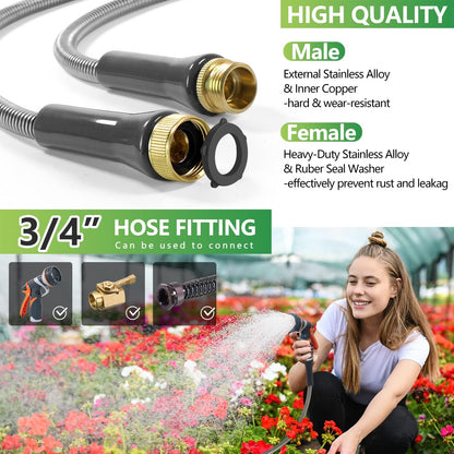 Sunfiier Short Garden Hose 5 Ft – Extension Leader Hose-304 Stainless Steel Water Hose, Flexible Small Extender Hose for Garden, Outdoor Use (5 FT)