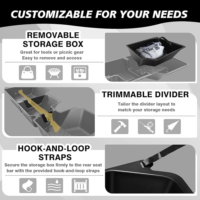 Under Seat Storage Box for Dodge Ram 1500 2025 2019-2024 Crew Cab Accessories Custom Fit Detachable Rear Underseat Organizer (No for Classic and Trim w/o Factory Under-seat Storage)