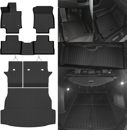 Custom Fit Floor Mats for Toyota RAV4 Hybrid 2019-2025(Not for Gas Model), All Weather TPE Floor Liners with Trunk Mat & Backrest Protectors, Odorless Full Set Interior Accessories