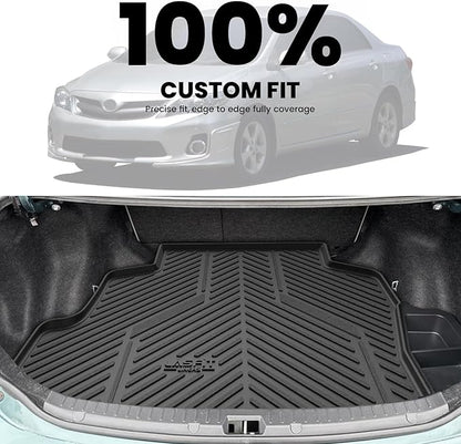 LASFIT Cargo Mat for Toyota Corolla 2009-2010, Custom Fit All-Weather TPE Rubber Trunk Mat for Toyota Accessories, Waterproof, Easy to Clean, Black
