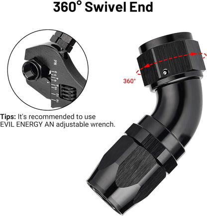 EVIL ENERGY 12AN 60 Degree One Piece Full Flow Hose End Fitting Swivel For CPE Braided Hose