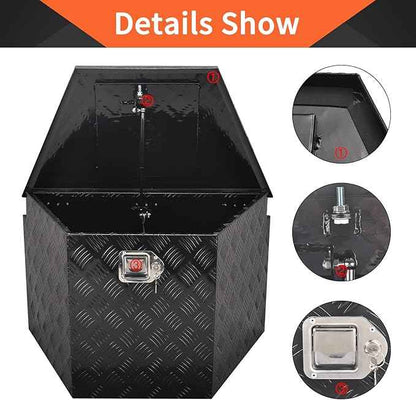 29 Inch Aluminum Trailer Tongue Tool Box 5 Bar Tread Wide Utility ToolBox for Pick Up Truck RV Storage Organizer Tool Box with Lock and Keys - 29"X16.5"X18" Black