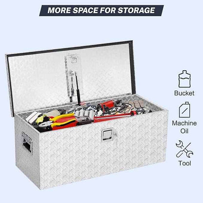 Truck Bed Tool Box, 30x15x14 in Heavy Duty Aluminum Diamond Plate ToolBox for Pick Up Truck RV Trailer, Trailer Toolbox Storage with Side Handle, Lock and Keys, Silver
